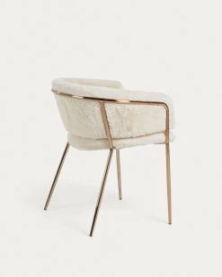 Runnie White Chair With Steel Legs In A Copper Finish | Kave Home 15 Runnie White Chair With Steel Legs In A Copper Finish | Kave Home -Quality Furniture Store CC0984J05 1V03