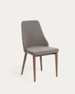 Rosie Light Grey Chair With Solid Ash Legs With Dark Finish | Kave Home