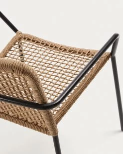 Ellen Stackable Chair In Beige Cord With Galvanised Steel | Kave Home -Quality Furniture Store CC1011J12 1D01