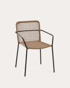 Ellen Stackable Chair In Beige Cord With Galvanised Steel | Kave Home