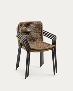 Ellen Stackable Chair In Beige Cord With Galvanised Steel | Kave Home -Quality Furniture Store CC1011J12 1V04
