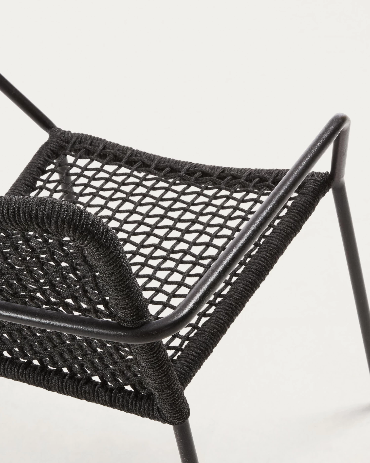 Ellen Stackable Chair In Black Cord With Galvanised Steel | Kave Home 5 Ellen Stackable Chair In Black Cord With Galvanised Steel | Kave Home - Image 3