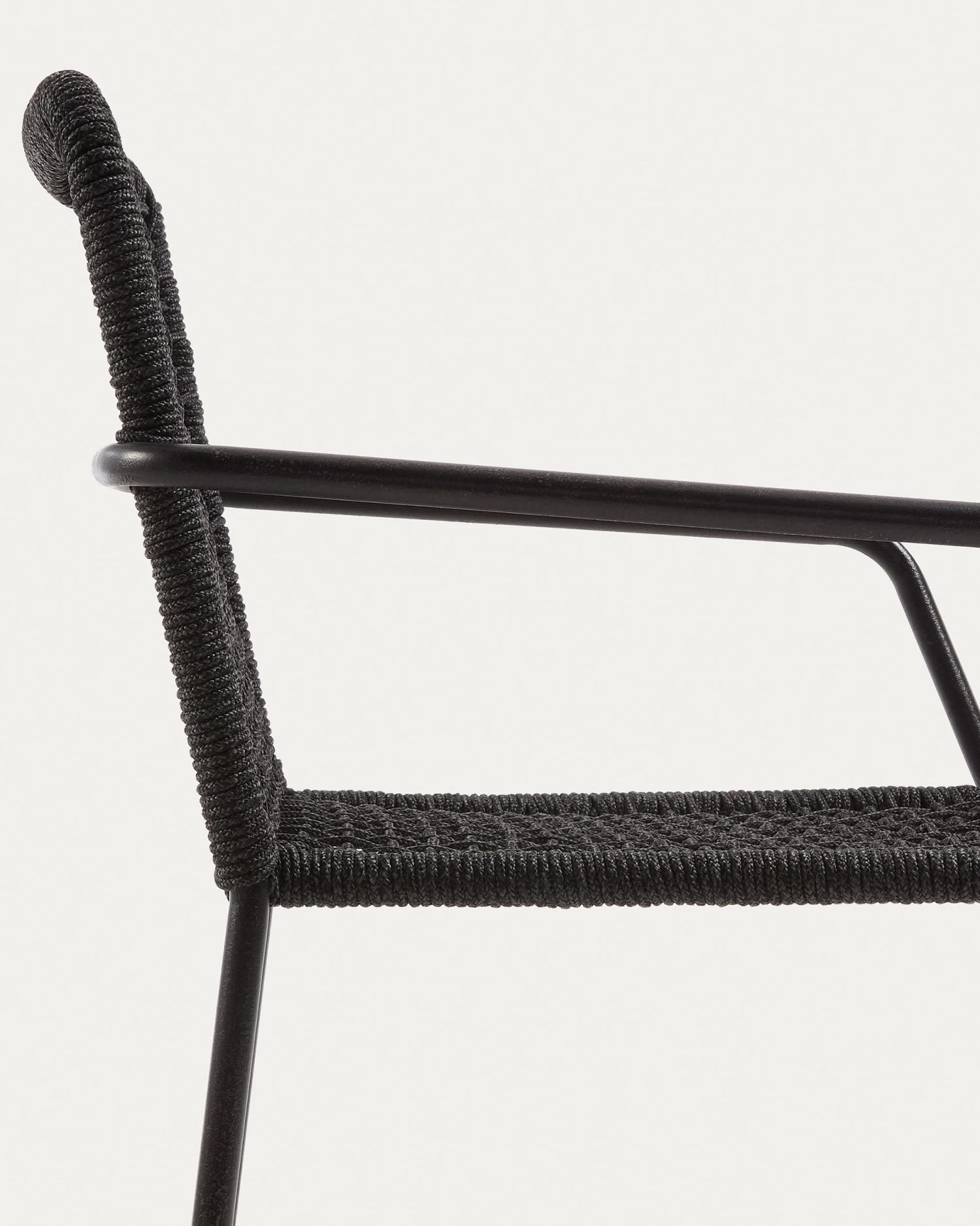 Ellen Stackable Chair In Black Cord With Galvanised Steel | Kave Home 6 Ellen Stackable Chair In Black Cord With Galvanised Steel | Kave Home - Image 4