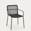 Ellen Stackable Chair In Black Cord With Galvanised Steel | Kave Home
