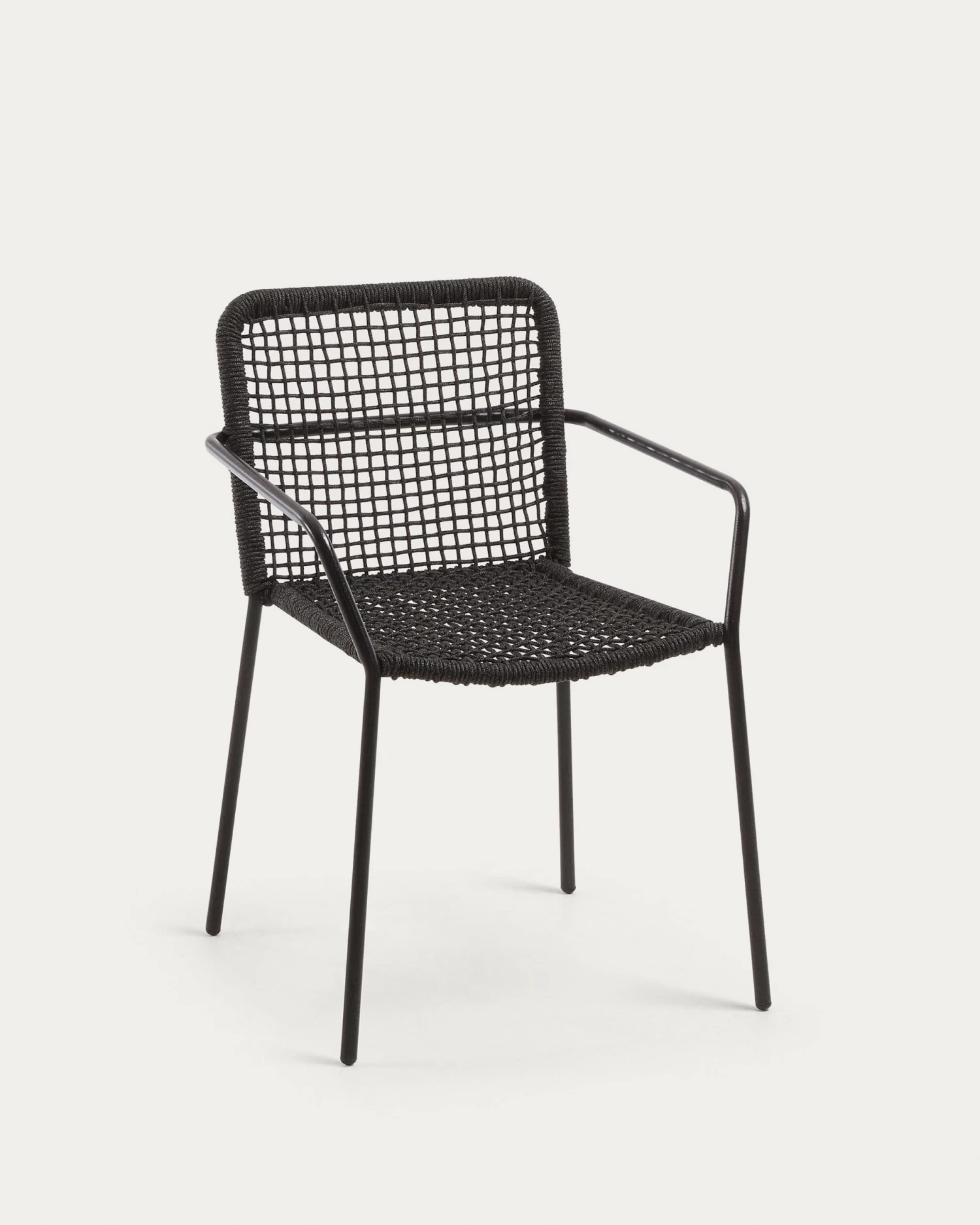 Ellen Stackable Chair In Black Cord With Galvanised Steel | Kave Home 3 Ellen Stackable Chair In Black Cord With Galvanised Steel | Kave Home