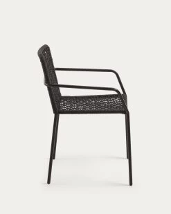 Ellen Stackable Chair In Black Cord With Galvanised Steel | Kave Home 13 Ellen Stackable Chair In Black Cord With Galvanised Steel | Kave Home -Quality Furniture Store CC1011J15 1V02