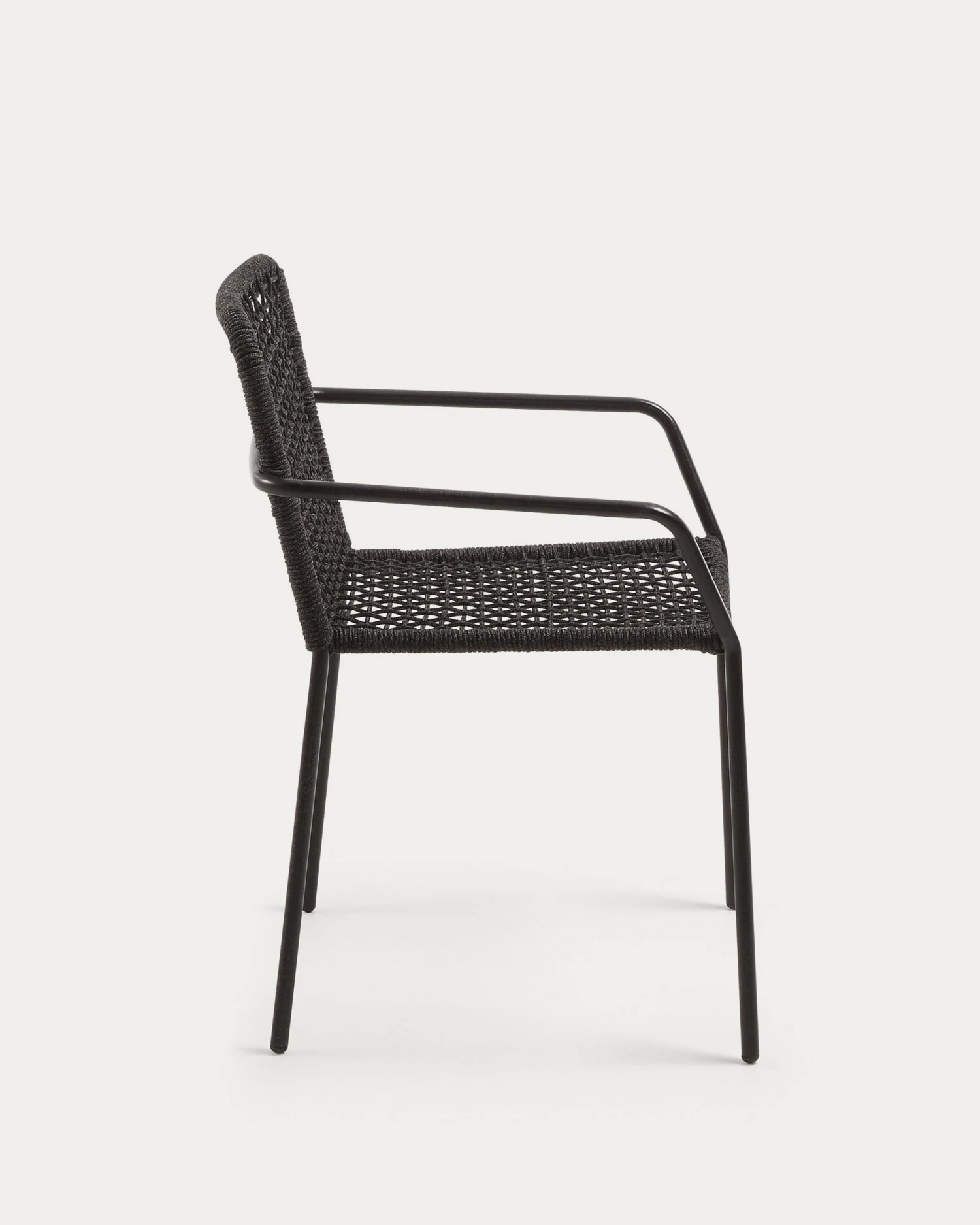 Ellen Stackable Chair In Black Cord With Galvanised Steel | Kave Home 7 Ellen Stackable Chair In Black Cord With Galvanised Steel | Kave Home - Image 5