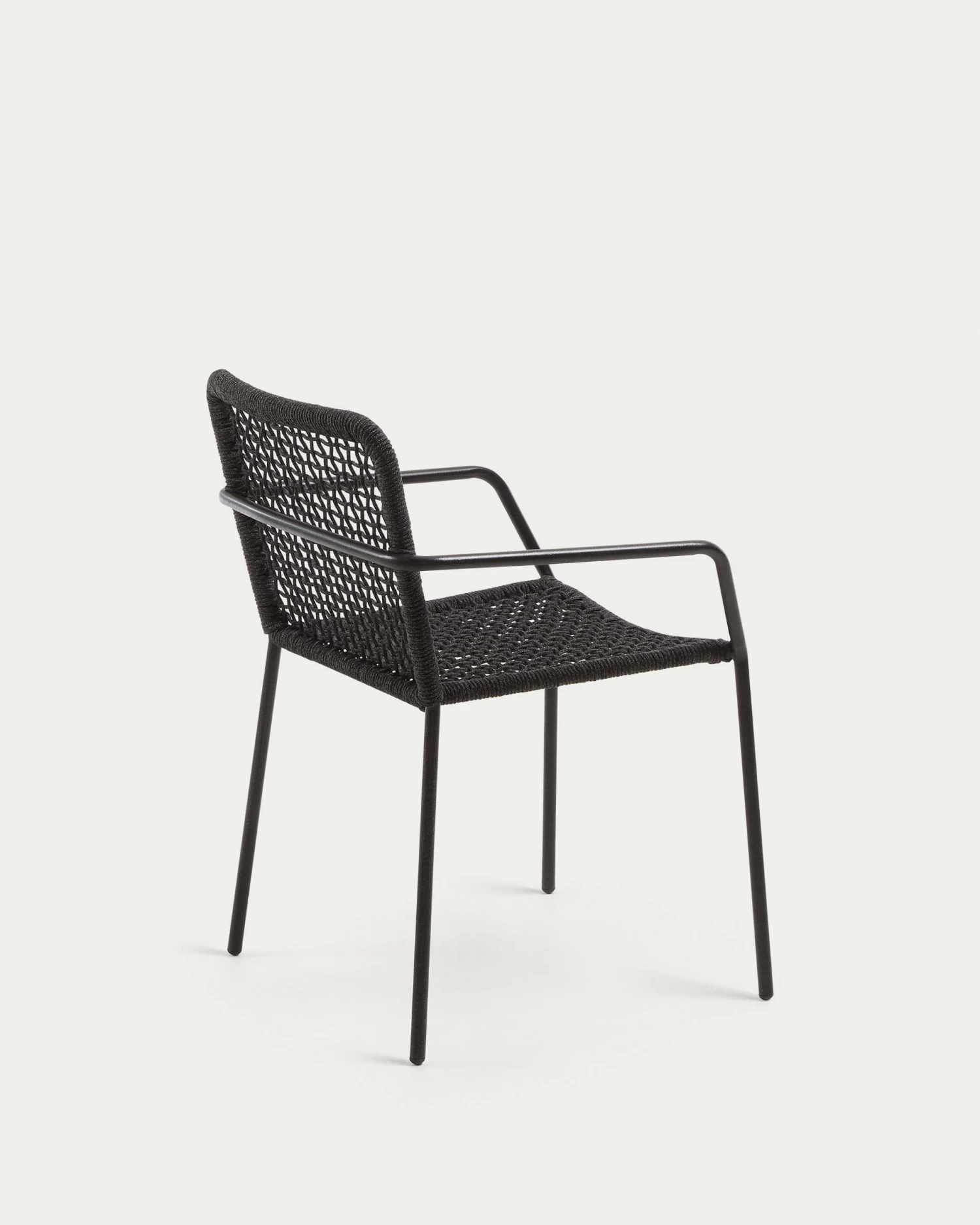 Ellen Stackable Chair In Black Cord With Galvanised Steel | Kave Home 8 Ellen Stackable Chair In Black Cord With Galvanised Steel | Kave Home - Image 6