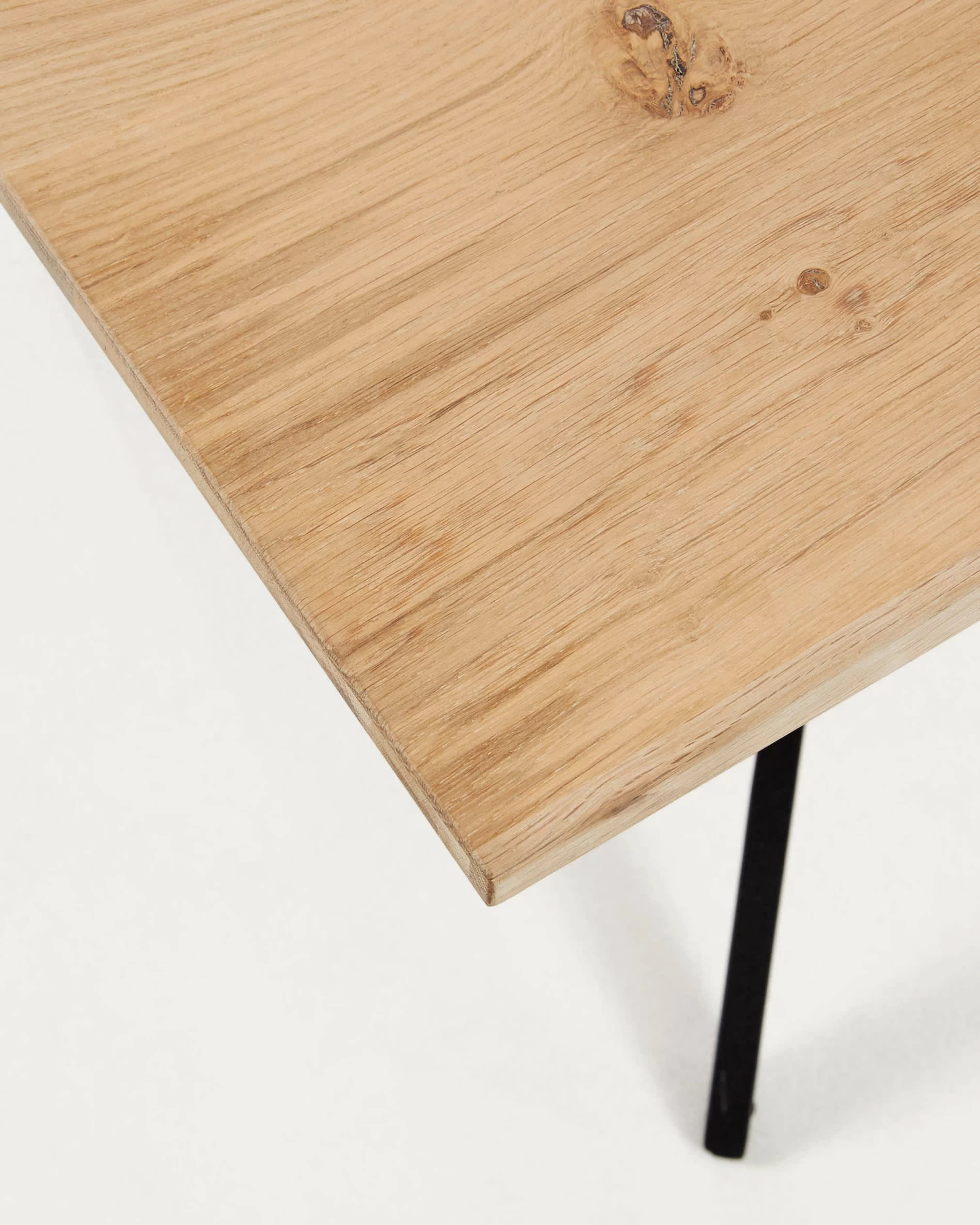 Amethyst Oak Veneer Table With A Whitewashed Finish And Black Steel Legs 160 X 90 Cm | Kave Home 5 Amethyst Oak Veneer Table With A Whitewashed Finish And Black Steel Legs 160 X 90 Cm | Kave Home - Image 3