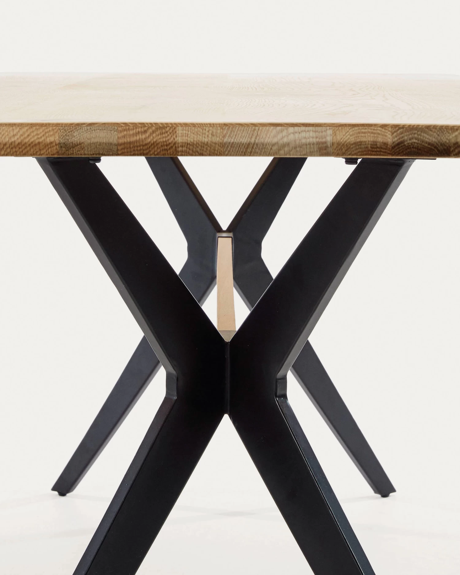 Amethyst Oak Veneer Table With A Whitewashed Finish And Black Steel Legs 160 X 90 Cm | Kave Home 7 Amethyst Oak Veneer Table With A Whitewashed Finish And Black Steel Legs 160 X 90 Cm | Kave Home - Image 5