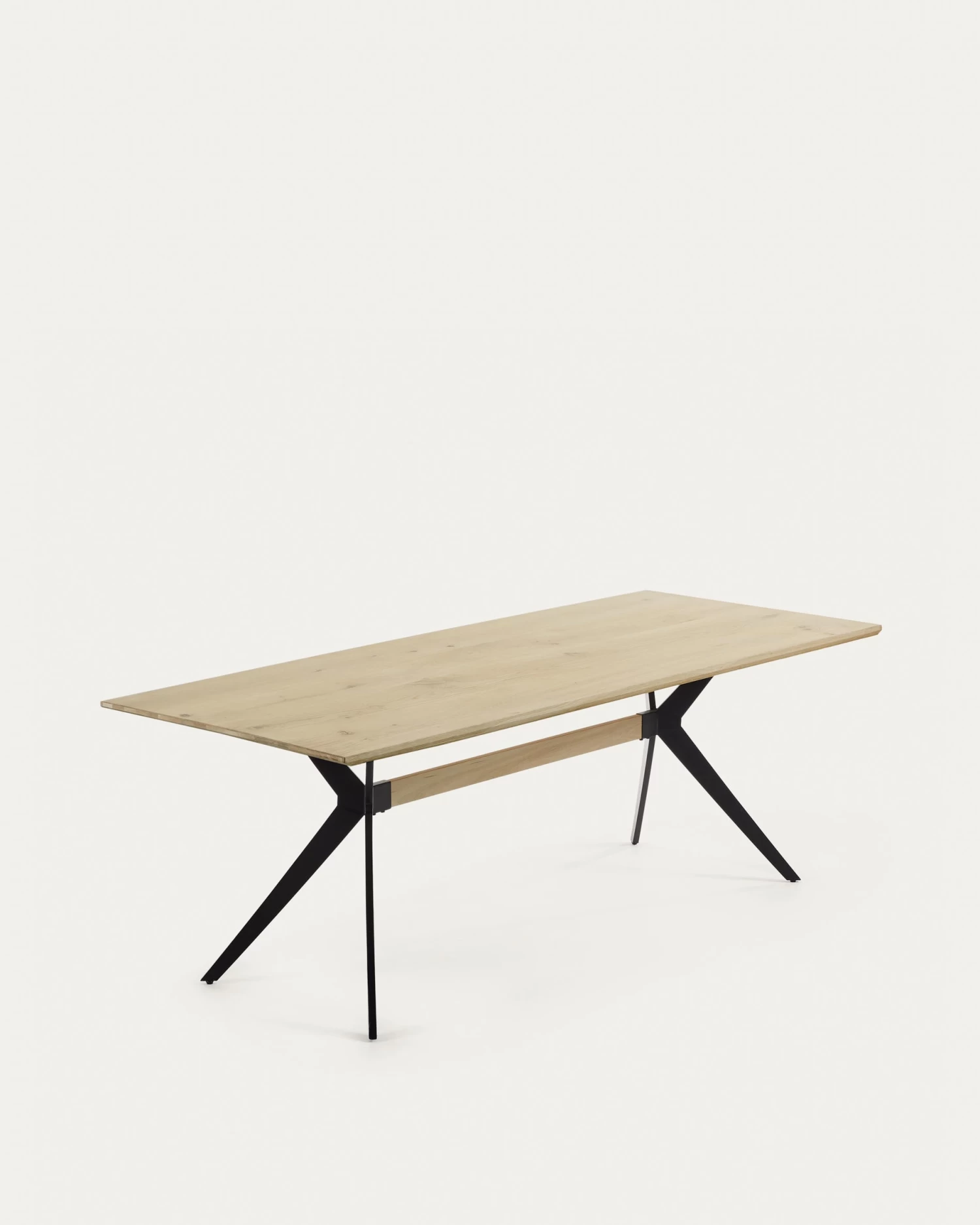 Amethyst Oak Veneer Table With A Whitewashed Finish And Black Steel Legs 160 X 90 Cm | Kave Home 3 Amethyst Oak Veneer Table With A Whitewashed Finish And Black Steel Legs 160 X 90 Cm | Kave Home