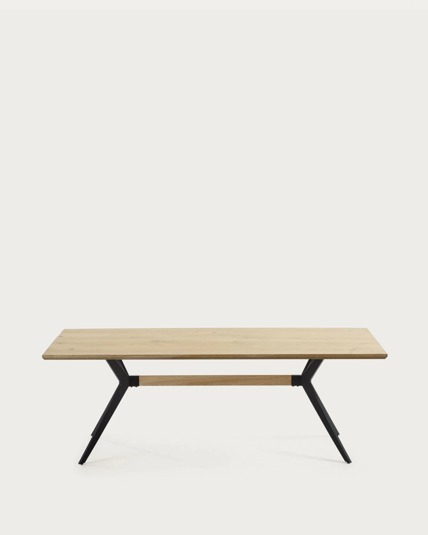 Amethyst Oak Veneer Table With A Whitewashed Finish And Black Steel Legs 160 X 90 Cm | Kave Home 8 Amethyst Oak Veneer Table With A Whitewashed Finish And Black Steel Legs 160 X 90 Cm | Kave Home - Image 6