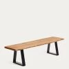 Alaia Bench In Solid Natural Acacia Wood With Black Steel Legs 140 Cm | Kave Home -Quality Furniture Store CC1078M43 1V01
