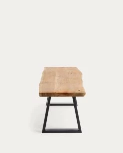 Alaia Bench In Solid Natural Acacia Wood With Black Steel Legs 140 Cm | Kave Home -Quality Furniture Store CC1078M43 1V03