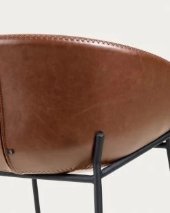 Brown Synthetic Leather Yvette Barstool Height 65 Cm | Kave Home -Quality Furniture Store CC1081U10H 1D03