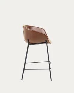 Brown Synthetic Leather Yvette Barstool Height 65 Cm | Kave Home -Quality Furniture Store CC1081U10H 1V02