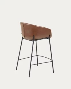 Brown Synthetic Leather Yvette Barstool Height 65 Cm | Kave Home -Quality Furniture Store CC1081U10H 1V03