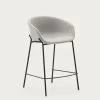 Yvette Light Grey Stool With Steel In A Black Finish Height 65 Cm | Kave Home