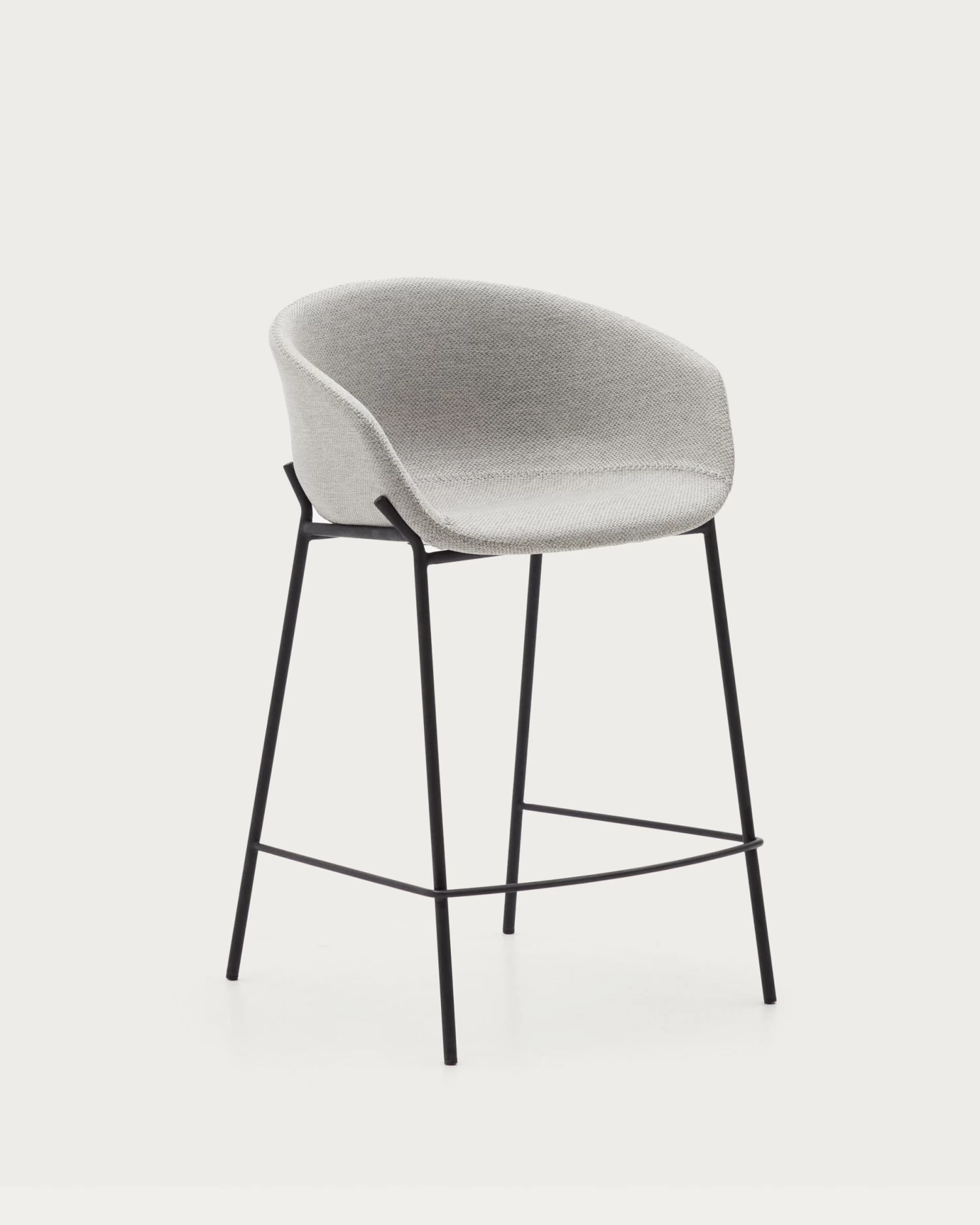 Yvette Light Grey Stool With Steel In A Black Finish Height 65 Cm | Kave Home 3 Yvette Light Grey Stool With Steel In A Black Finish Height 65 Cm | Kave Home