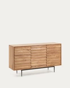 Delsie Solid Acacia Wood 3 Door Sideboard With Black Finish Steel 147 X 81 Cm | Kave Home -Quality Furniture Store CC1129M46 1V02