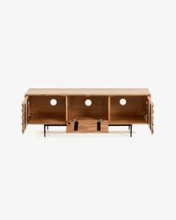 Delsie Solid Acacia Wood 3 Door TV Stand With Black Finish Steel 147 X 50 Cm | Kave Home -Quality Furniture Store CC1130M46 1V04