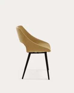 Hest Mustard Chair With Steel Legs With Black Finish | Kave Home -Quality Furniture Store CC1149PK81 1V02