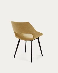 Hest Mustard Chair With Steel Legs With Black Finish | Kave Home -Quality Furniture Store CC1149PK81 1V03