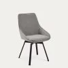 Jenna Light Grey Swivel Chair With Steel Legs With Black Finish | Kave Home