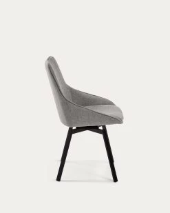 Jenna Light Grey Swivel Chair With Steel Legs With Black Finish | Kave Home -Quality Furniture Store CC1154PK03 1V02