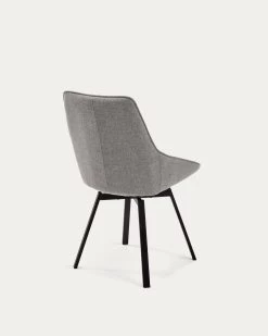 Jenna Light Grey Swivel Chair With Steel Legs With Black Finish | Kave Home -Quality Furniture Store CC1154PK03 1V03