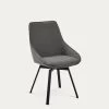 Jenna Dark Grey Swivel Chair With Steel Legs With Black Finish | Kave Home -Quality Furniture Store CC1154PK15 1V01