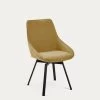 Jenna Mustard Swivel Chair With Steel Legs With Black Finish | Kave Home