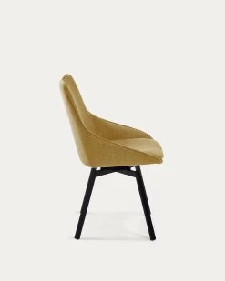 Jenna Mustard Swivel Chair With Steel Legs With Black Finish | Kave Home -Quality Furniture Store CC1154PK81 1V02