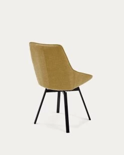 Jenna Mustard Swivel Chair With Steel Legs With Black Finish | Kave Home -Quality Furniture Store CC1154PK81 1V03