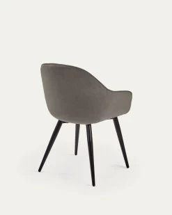 Fabia Velvet Chair In Grey With Steel Legs In A Black Finish | Kave Home -Quality Furniture Store CC1155JU03 1V03