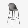 Grey Velvet Ivonne Stool Height 65 Cm | Kave Home 1 Grey Velvet Ivonne Stool Height 65 Cm | Kave Home -Quality Furniture Store CC1160JU03H 1V01