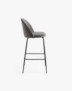 Grey Velvet Ivonne Stool Height 65 Cm | Kave Home -Quality Furniture Store CC1160JU03H 1V02