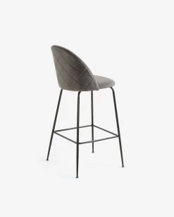 Grey Velvet Ivonne Stool Height 65 Cm | Kave Home -Quality Furniture Store CC1160JU03H 1V03