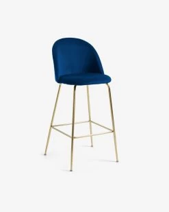 Blue Velvet Ivonne Stool Height 65 Cm | Kave Home