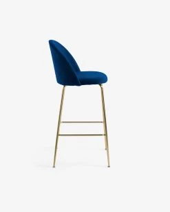 Blue Velvet Ivonne Stool Height 65 Cm | Kave Home -Quality Furniture Store CC1161JU25H 1V02