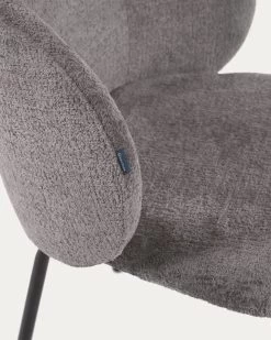 Minna Chenille Chair In Grey With Steel Legs In A Black Finish | Kave Home 13 Minna Chenille Chair In Grey With Steel Legs In A Black Finish | Kave Home -Quality Furniture Store CC1167BG15 1D01