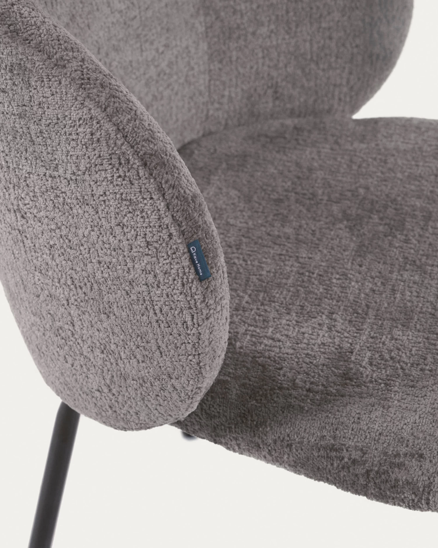 Minna Chenille Chair In Grey With Steel Legs In A Black Finish | Kave Home 5 Minna Chenille Chair In Grey With Steel Legs In A Black Finish | Kave Home - Image 3