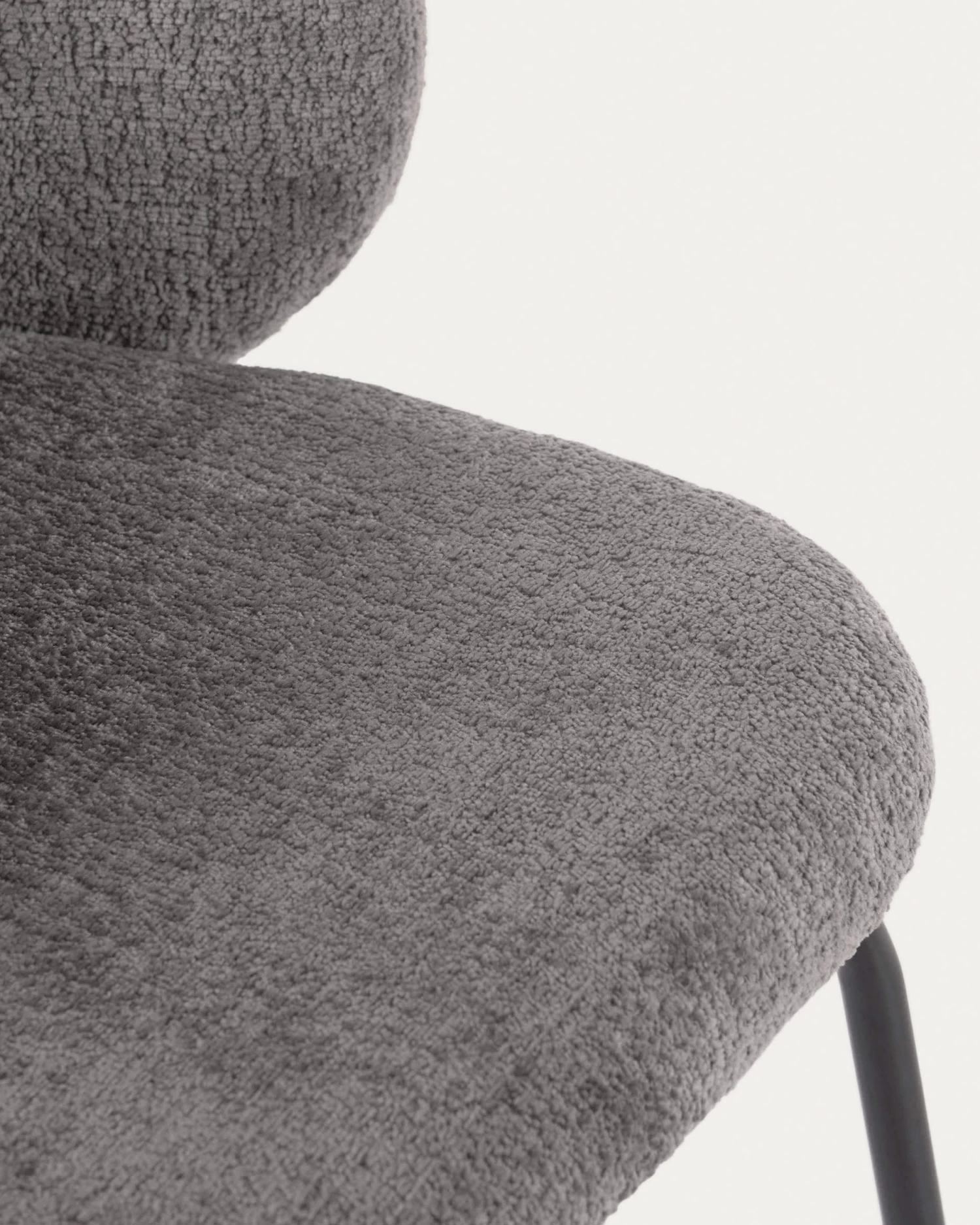 Minna Chenille Chair In Grey With Steel Legs In A Black Finish | Kave Home 7 Minna Chenille Chair In Grey With Steel Legs In A Black Finish | Kave Home - Image 5