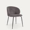 Minna Chenille Chair In Grey With Steel Legs In A Black Finish | Kave Home -Quality Furniture Store CC1167BG15 1V01