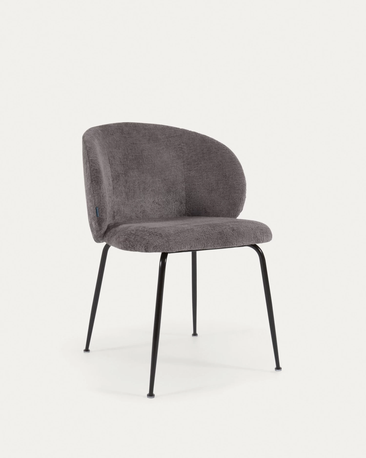 Minna Chenille Chair In Grey With Steel Legs In A Black Finish | Kave Home 3 Minna Chenille Chair In Grey With Steel Legs In A Black Finish | Kave Home