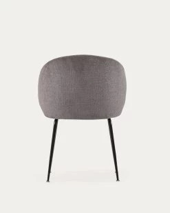 Minna Chenille Chair In Grey With Steel Legs In A Black Finish | Kave Home 18 Minna Chenille Chair In Grey With Steel Legs In A Black Finish | Kave Home -Quality Furniture Store CC1167BG15 1V04