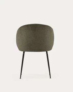 Minna Chenille Chair In Green With Steel Legs In A Black Finish | Kave Home -Quality Furniture Store CC1167BG19 1V04