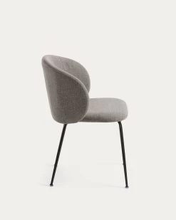 Minna Light Grey Chair With Steel Legs With Black Finish | Kave Home -Quality Furniture Store CC1167PK03 1V02