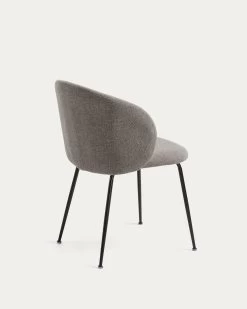 Minna Light Grey Chair With Steel Legs With Black Finish | Kave Home -Quality Furniture Store CC1167PK03 1V03