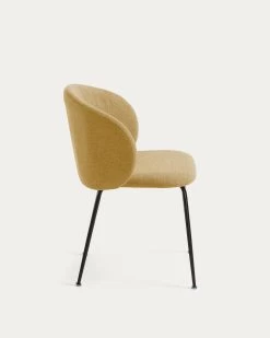 Minna Mustard Chair With Steel Legs With Black Finish | Kave Home -Quality Furniture Store CC1167PK81 1V02